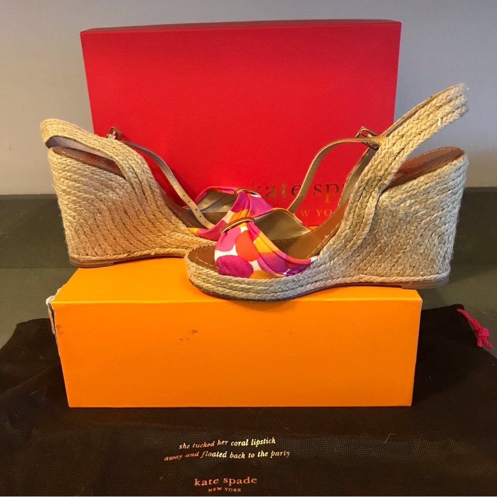🌸 KATE SPADE 🌸 New York Candice Metallic Espadrille Wedge Sandal … - Picture 2 of 9